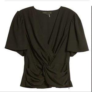 Endless Rose Twist Front Ruffle Sleeve Blouse